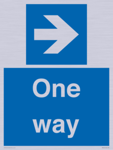One way with right directional arrow
